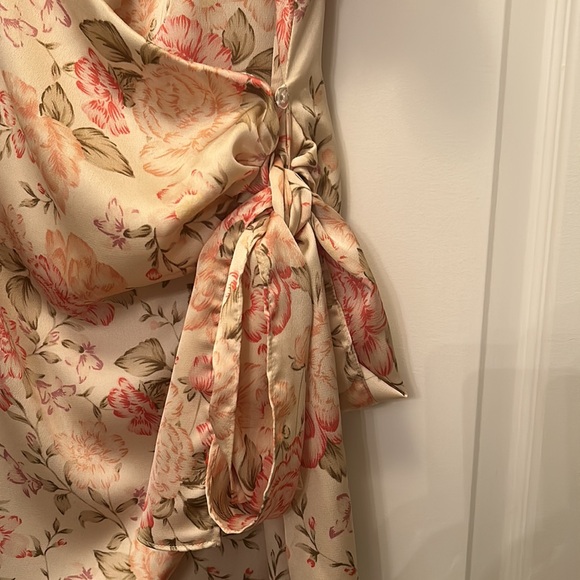 Floral Wrap Dress; Fully Lined - Picture 3 of 3